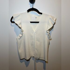 Sadie & Sage Cream Ruffle Sleeve Blouse